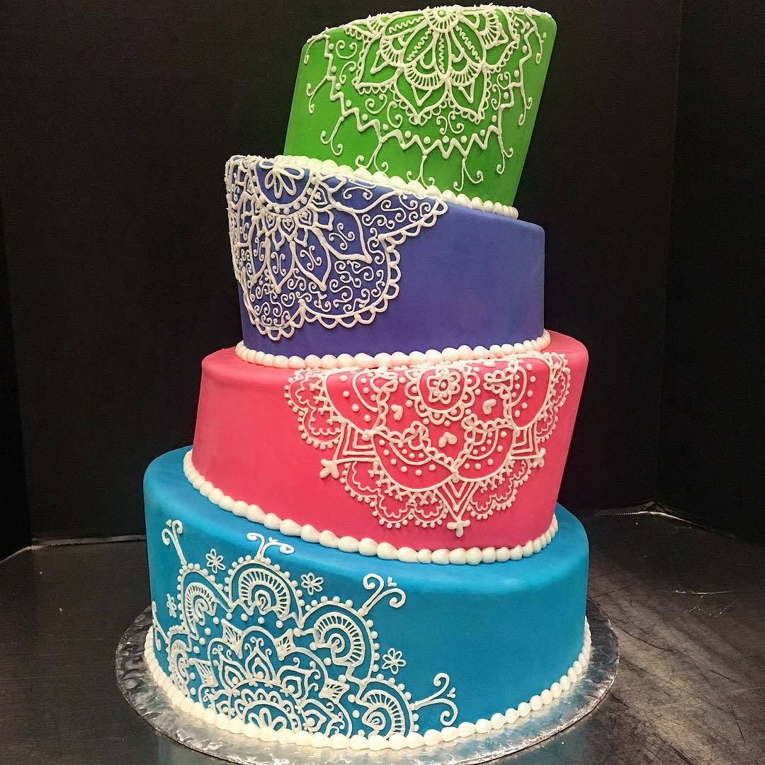 Multi Color Mandala Wedding Cake Background