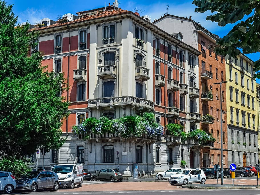 Multi-colored Buildings In Milan