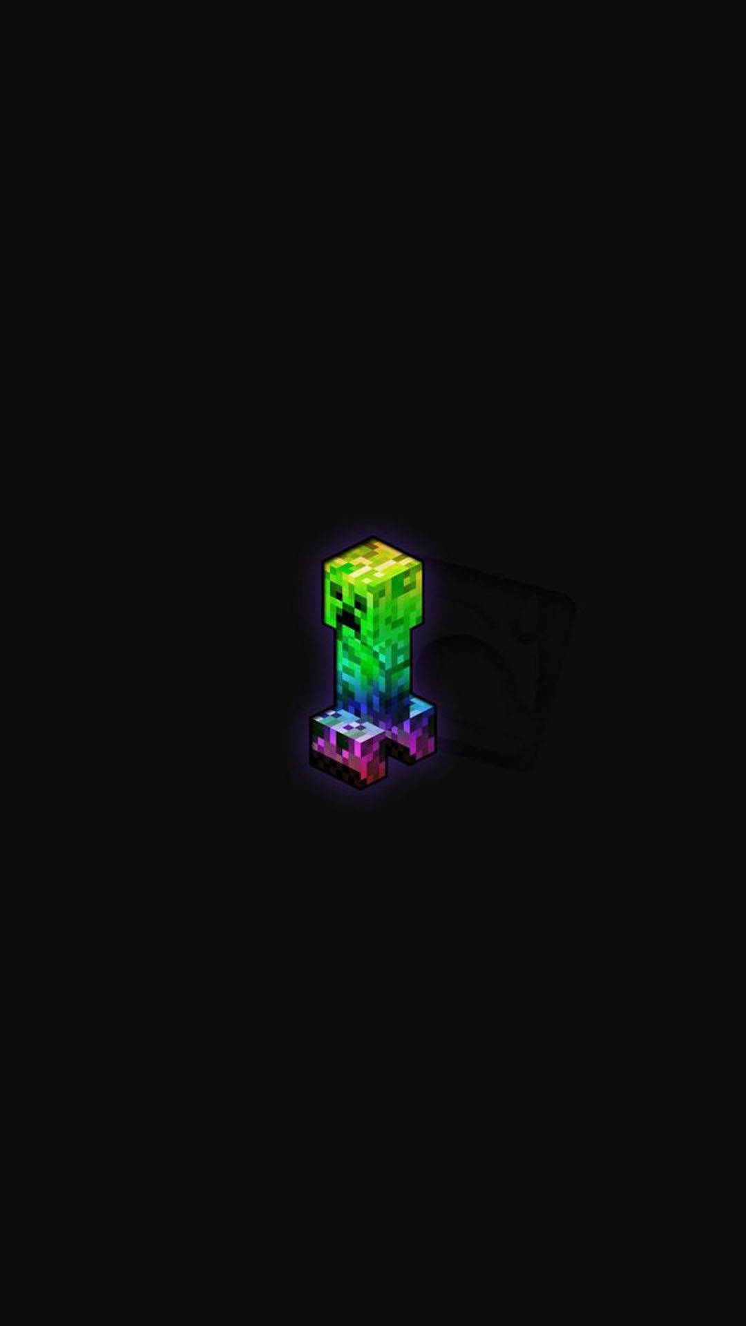 Multi-colored Creeper Minecraft Iphone Background