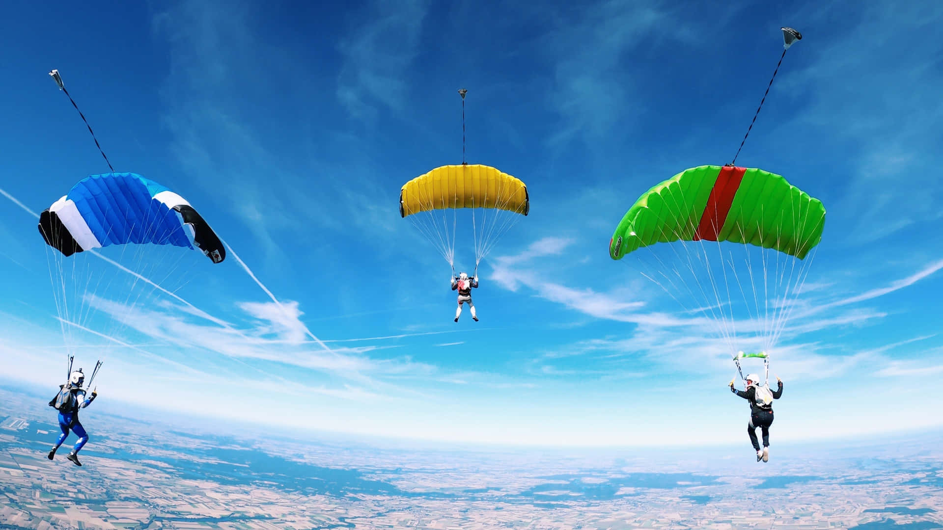 Multi-colored Parachute Skydiving Background