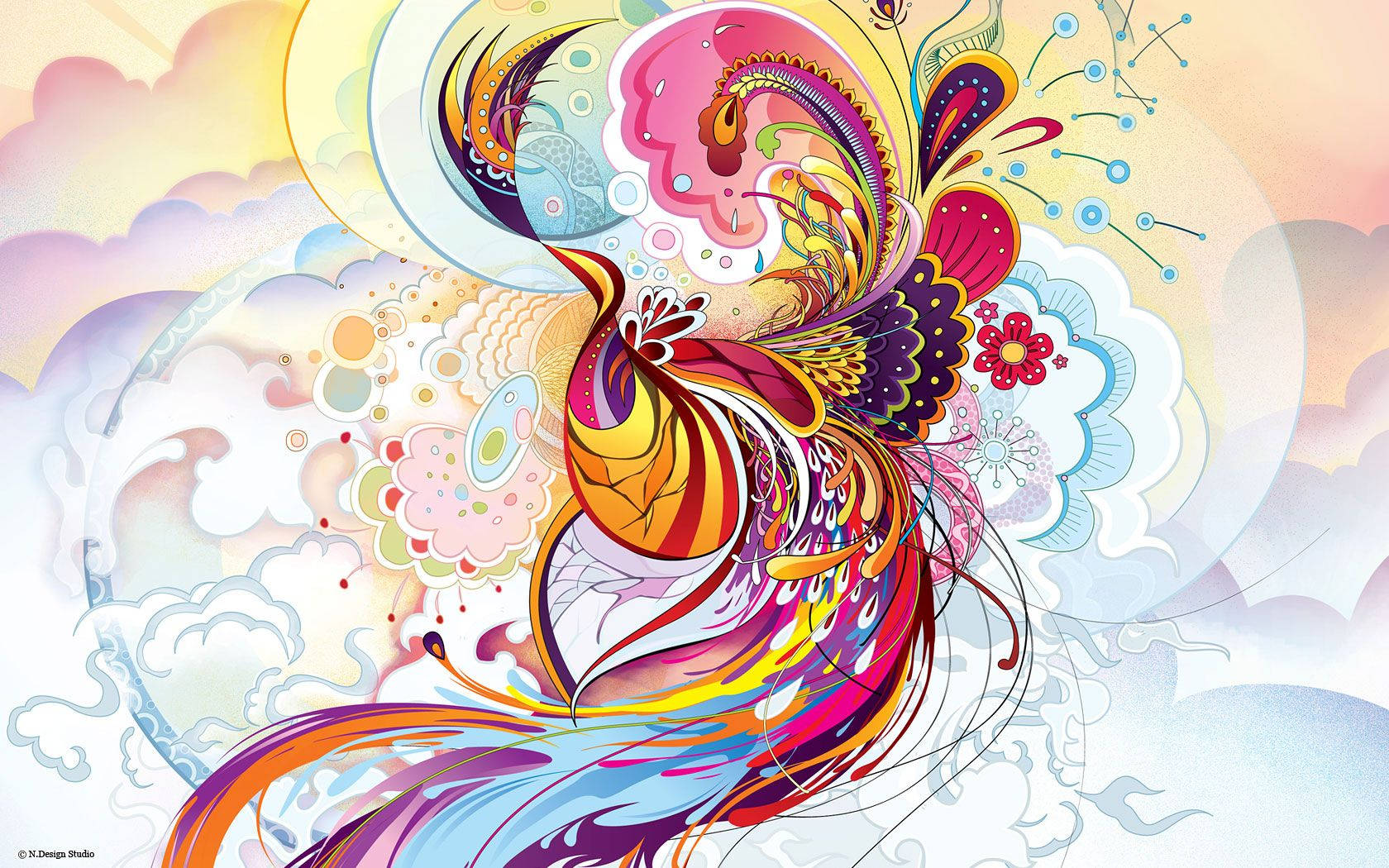 Multi Colored Phoenix Abstract Background