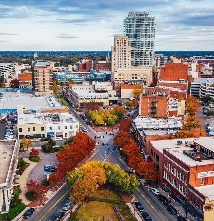 Multi-colored Structures In Durham, North Carolina Background