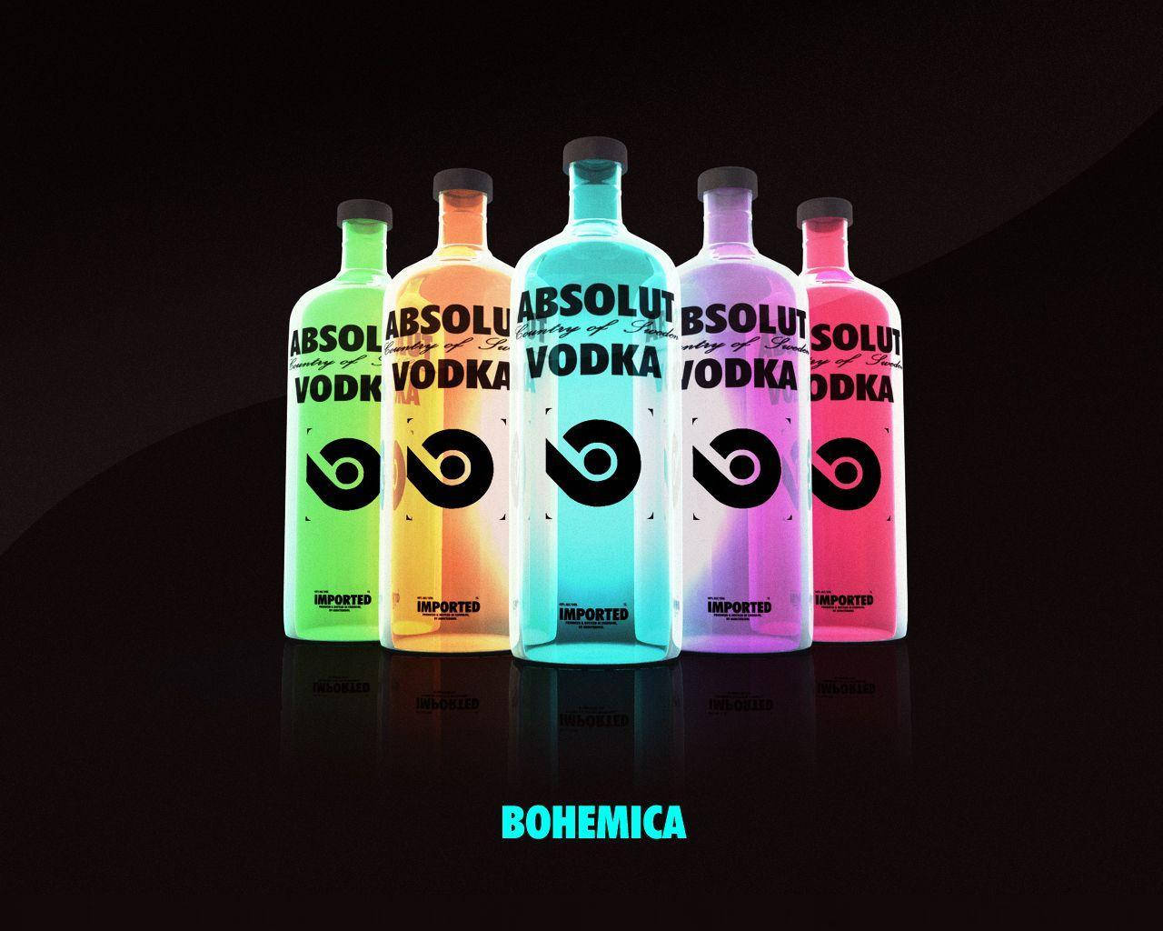 Multicolor Absolut Vodka Bottles Background