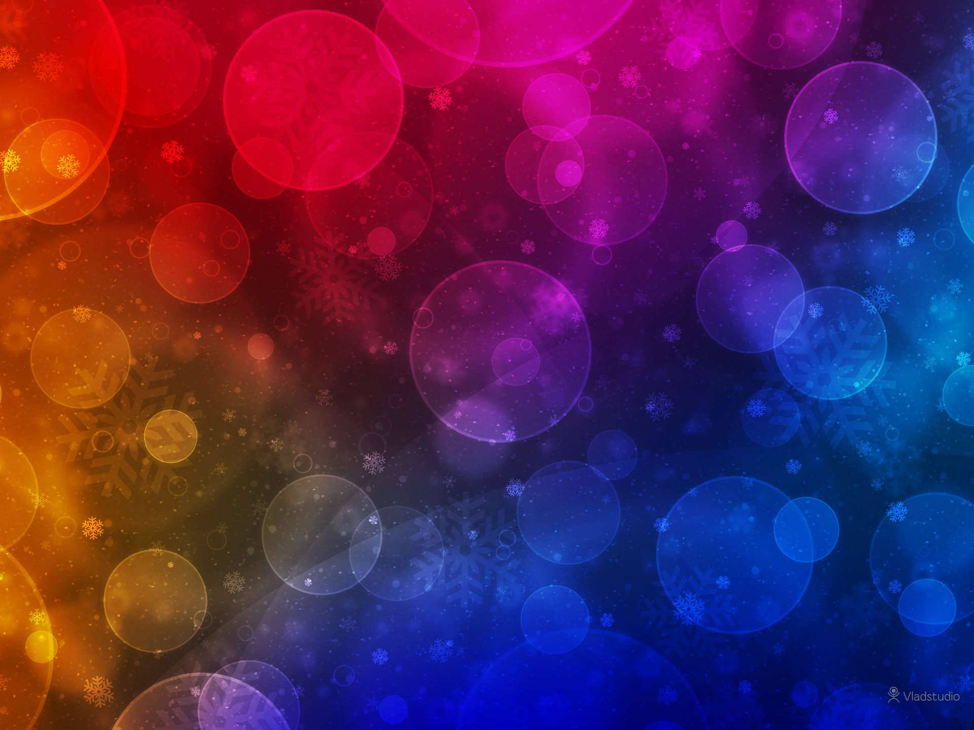 Multicolor Festive Lens Flare With Silhouette Snowflakes