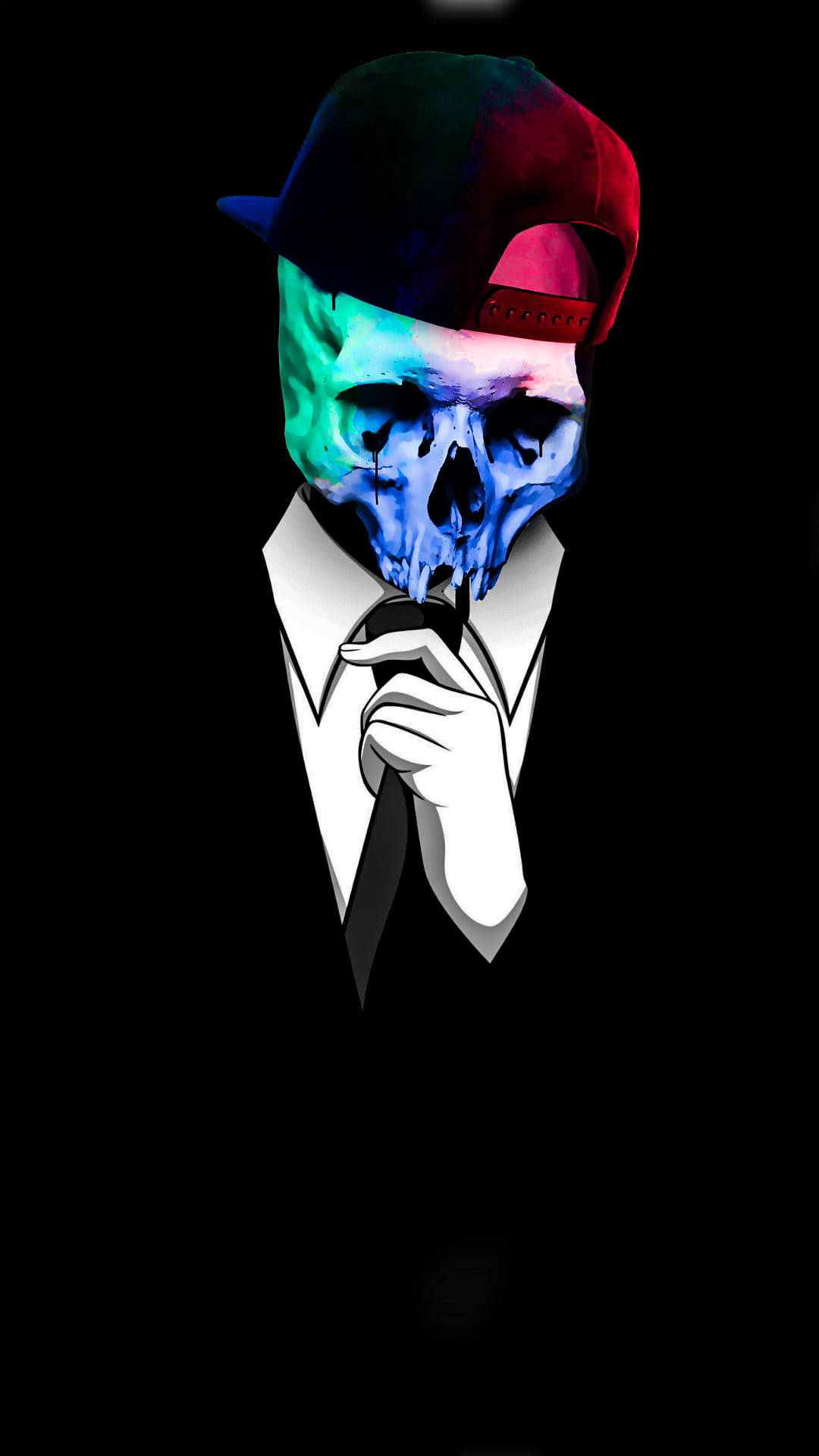 Multicolor Gangster Skull With Snapback Background