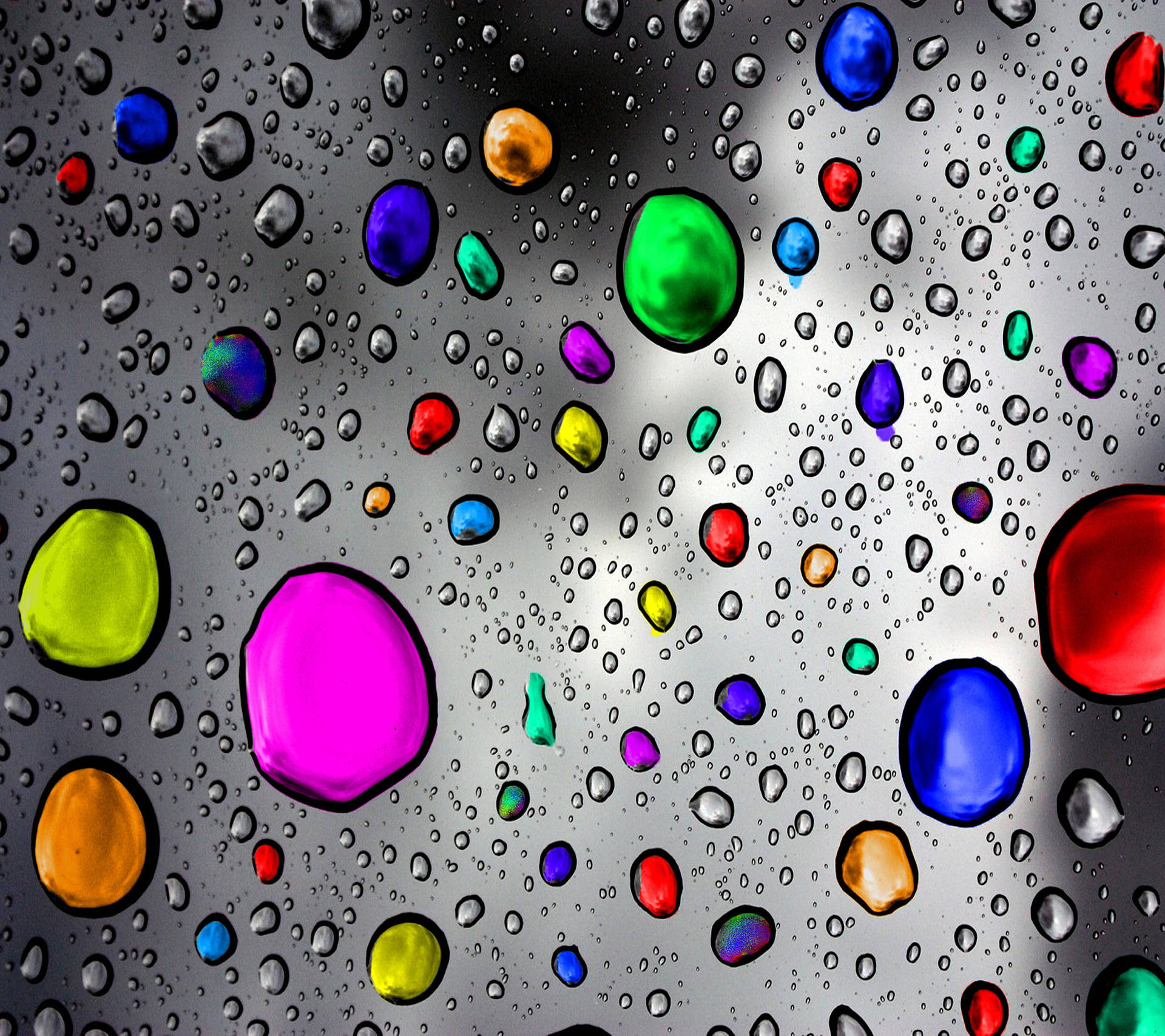 Multicolor Rain Drops Background