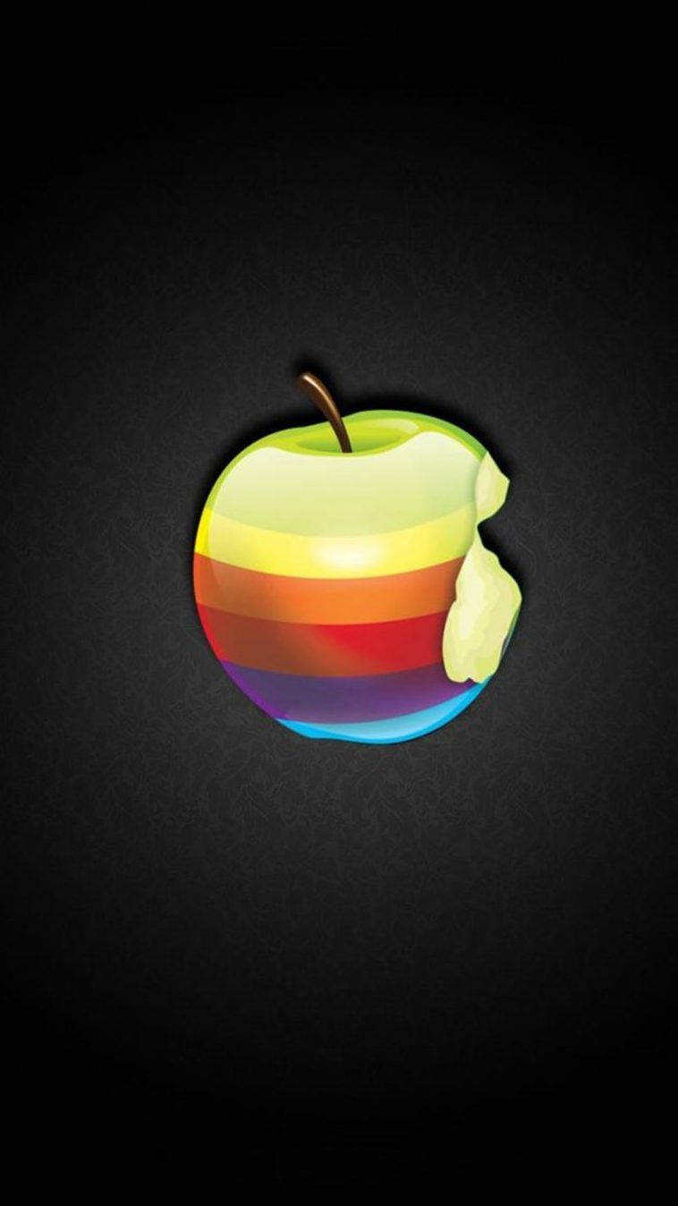 Multicolored Green Apple Logo Iphone Background