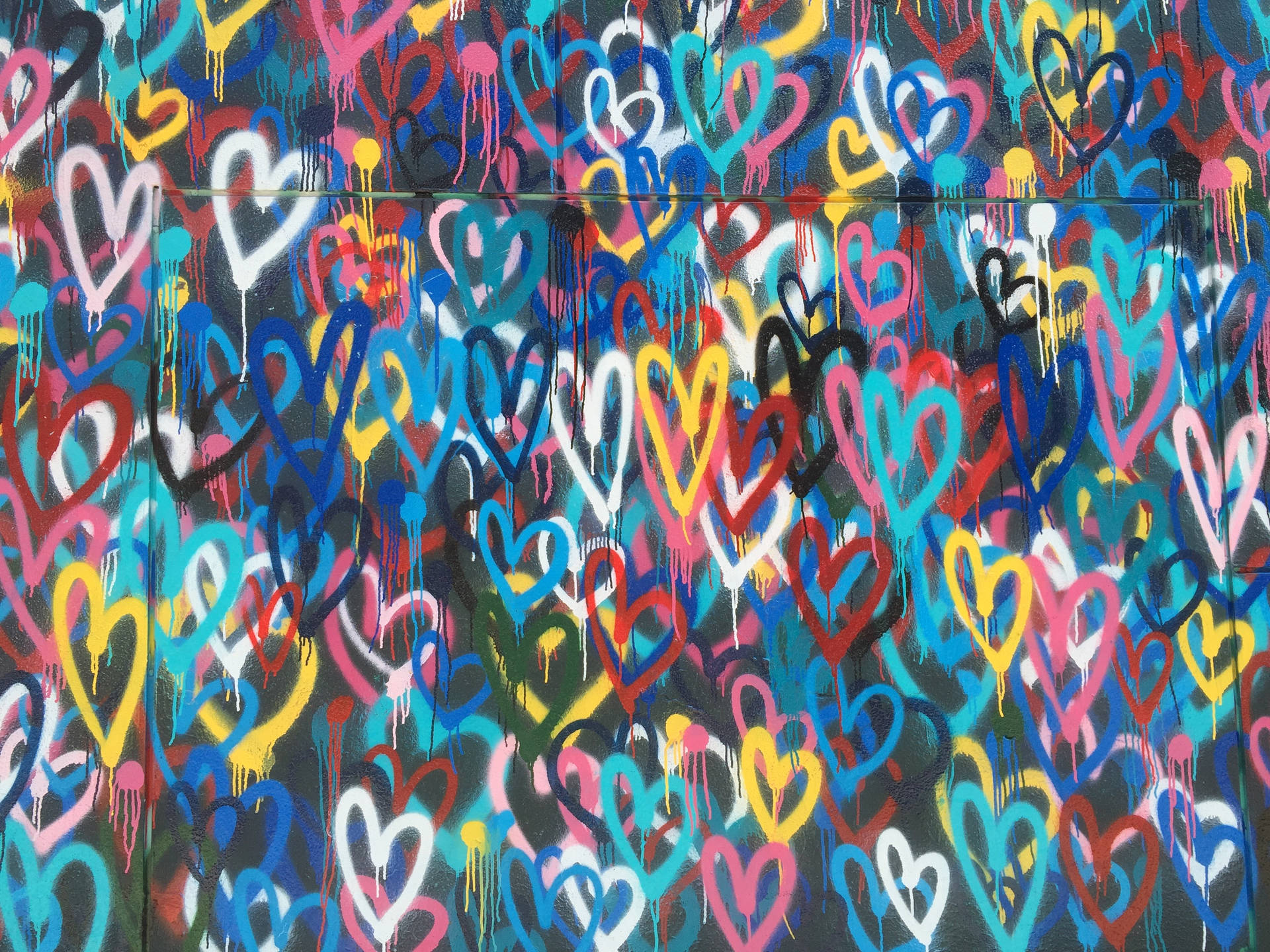 Multicolored Heart Street Art Background