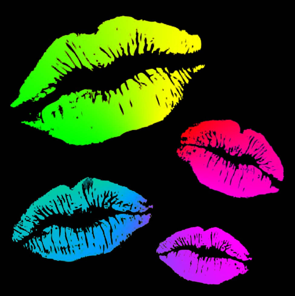 Multicolored Kiss Marks Of Lips Background