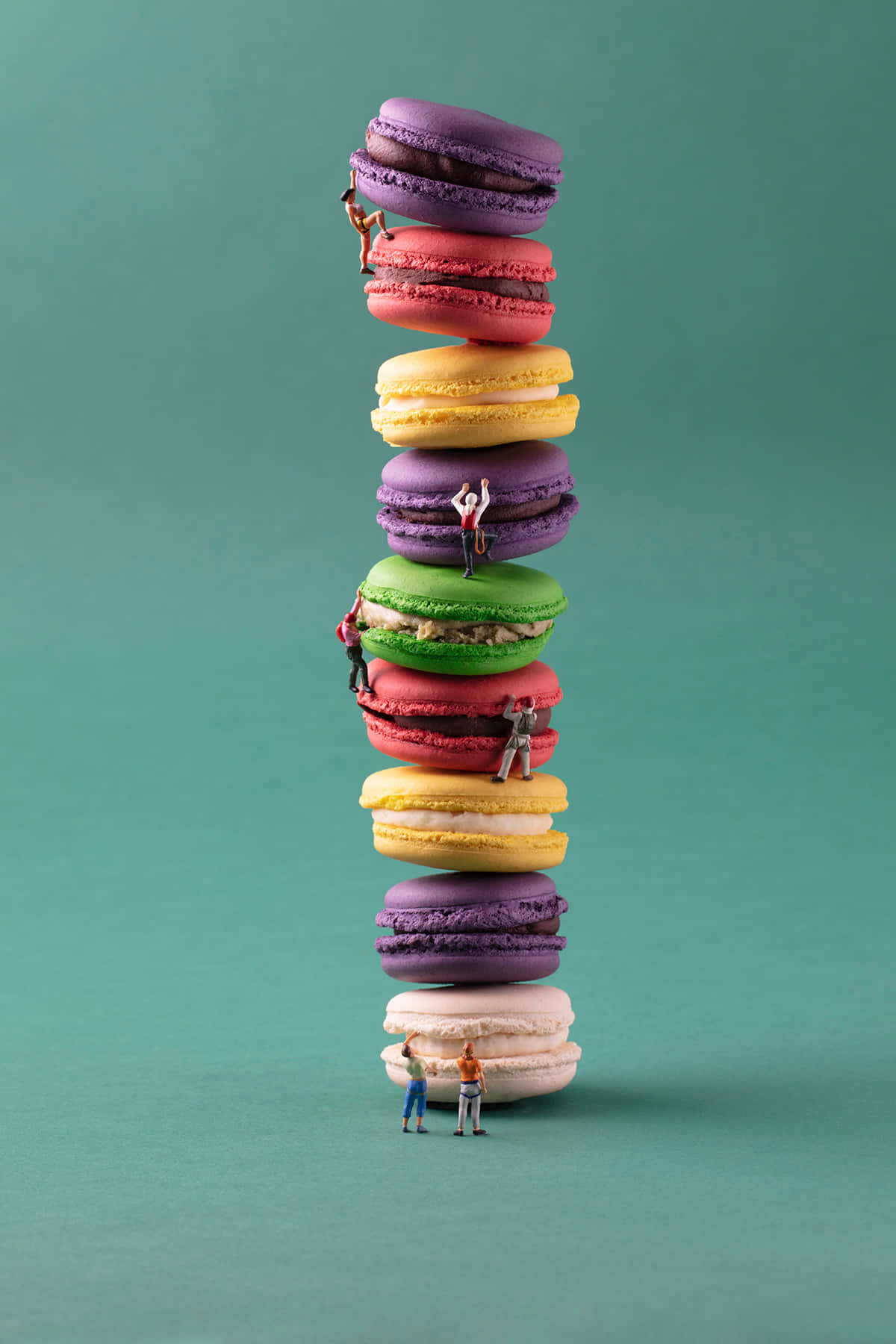 Multicolored Macaron Stacked Like A Tower