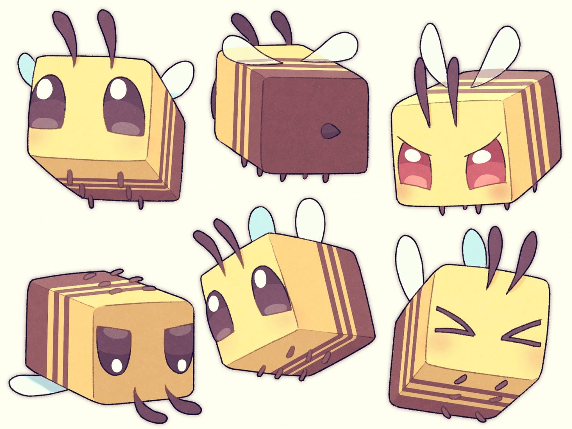 Multiple Expression Of Minecraft Bee Background
