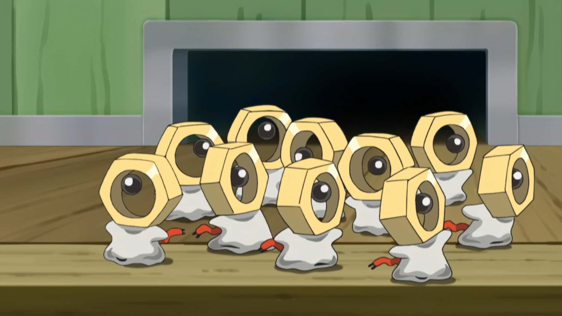 Multiple Meltan In Pokémon Anime Background
