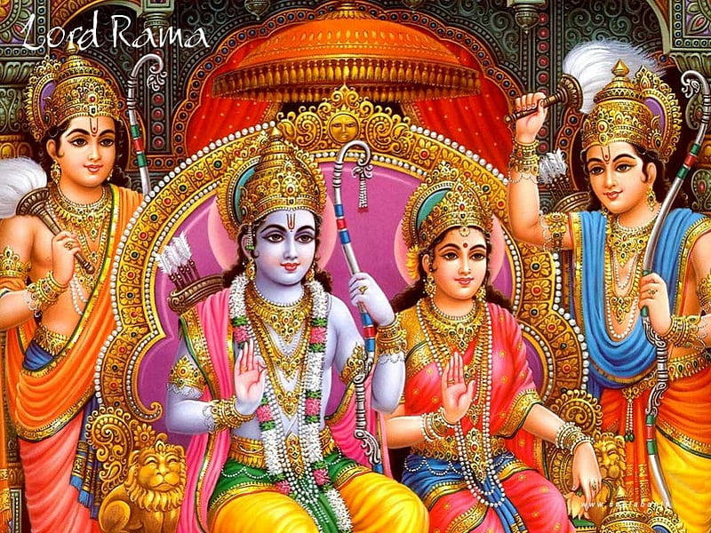 Multiple Ram Ji In Royal Throne Background