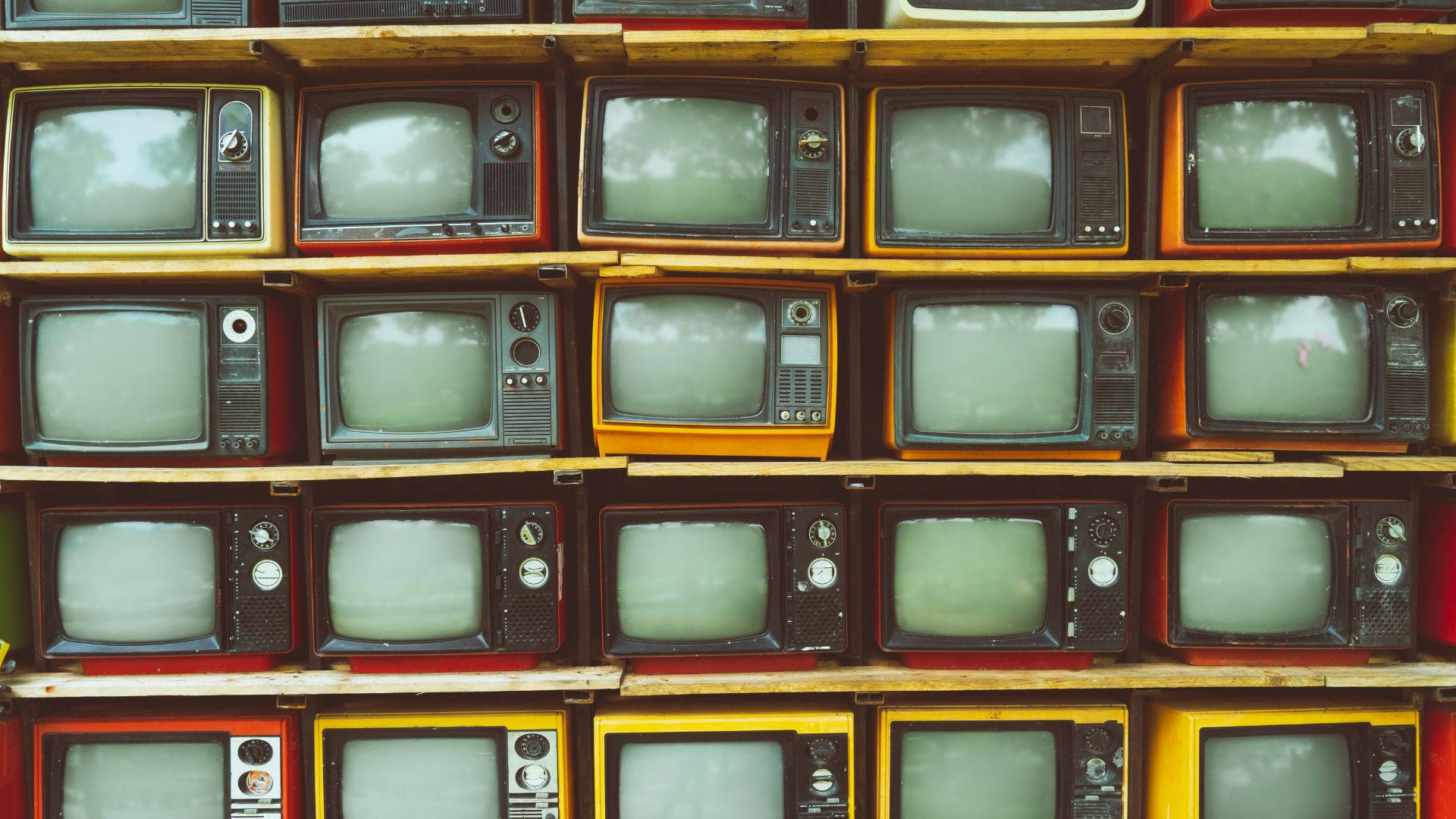 Multiple Retro Wall Pile Tv Monitor Background