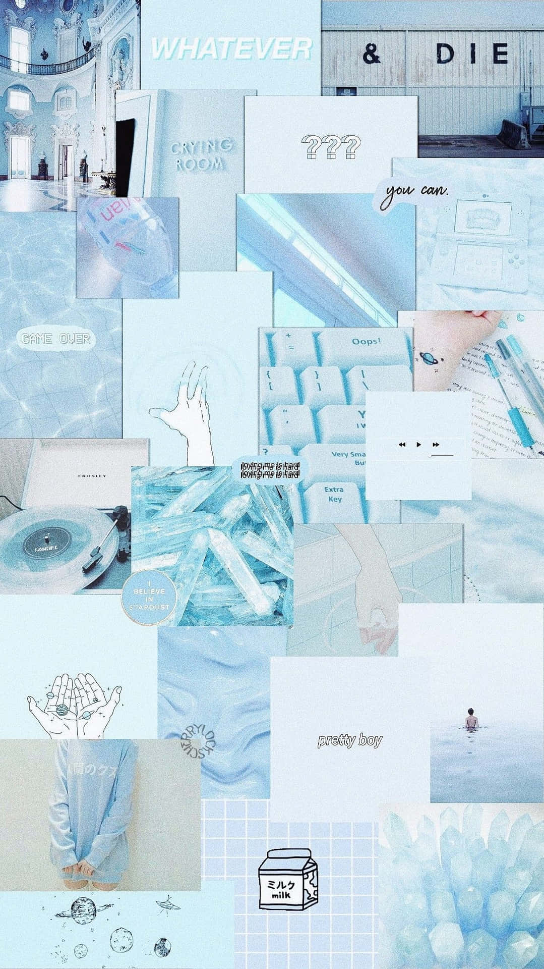 Multiple Shades Of Blue In A Collage Background