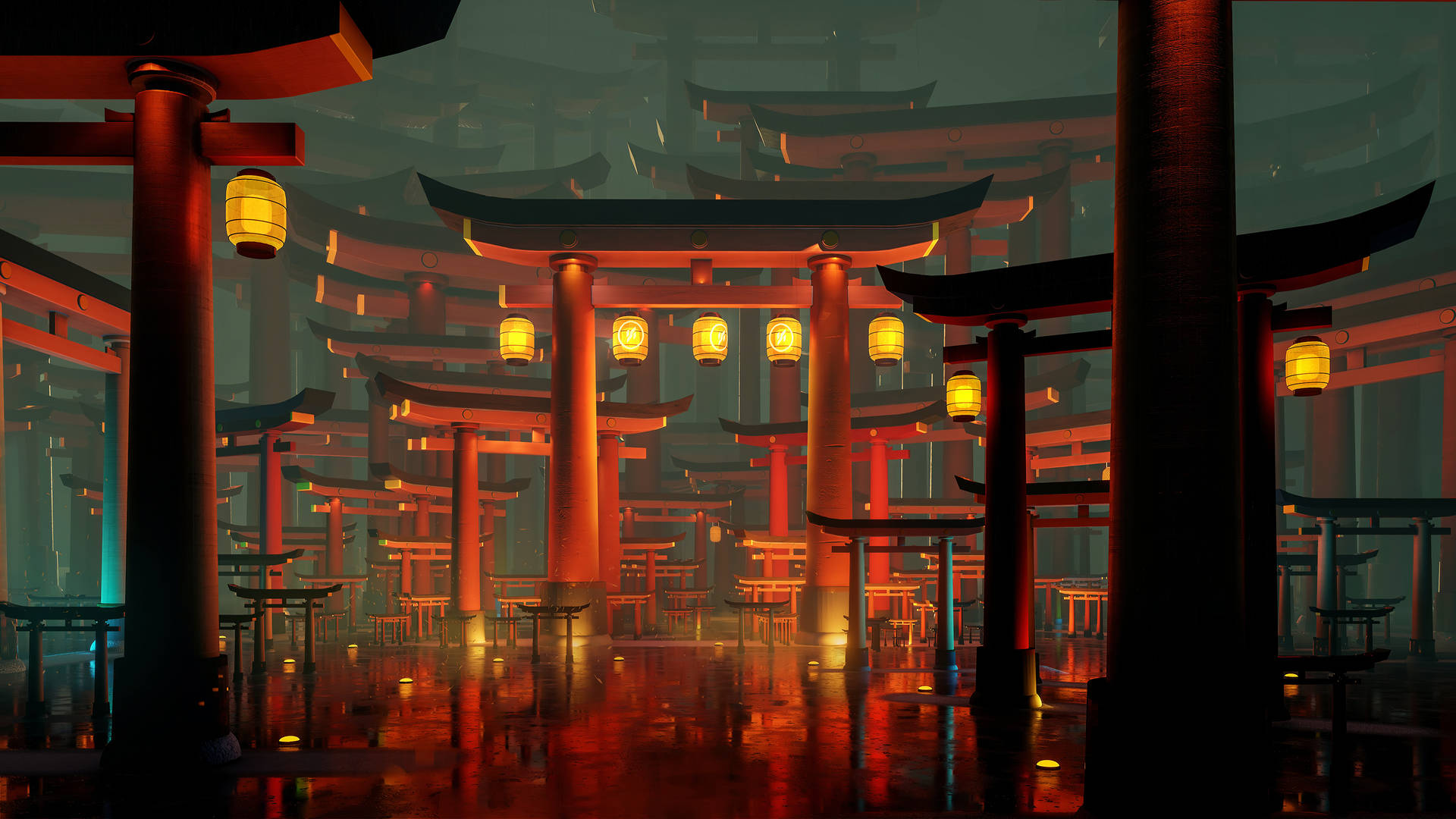 Multiple Torii Gate Background