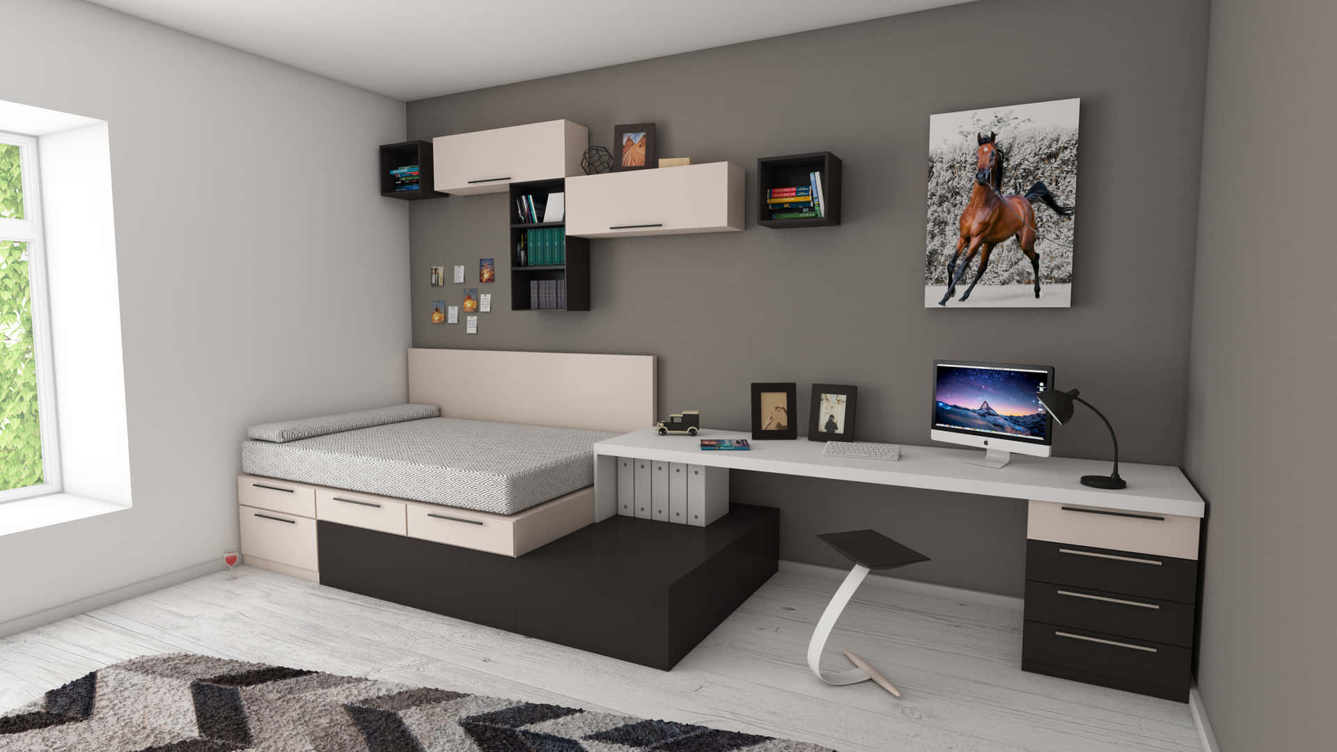 Multipurpose Bedroom Interior Design Background