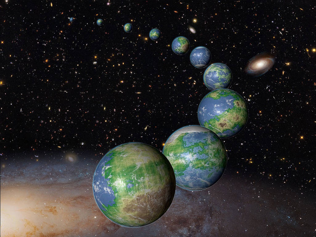 Multiverse Earths In The Galaxy Background
