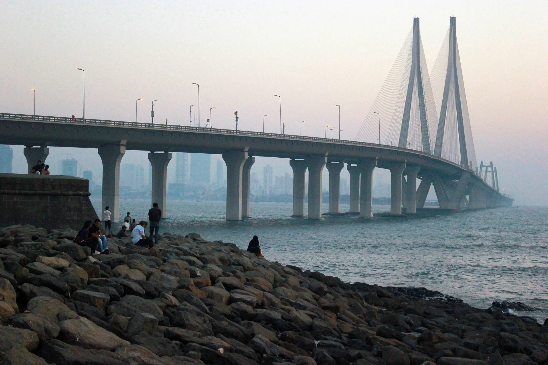 Mumbai City Foggy Coastline Background