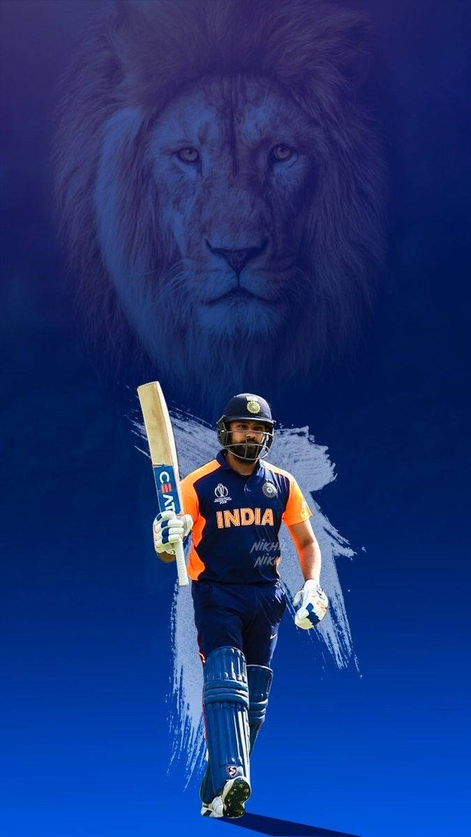 Mumbai Indians Rohit Sharma And Lion Background