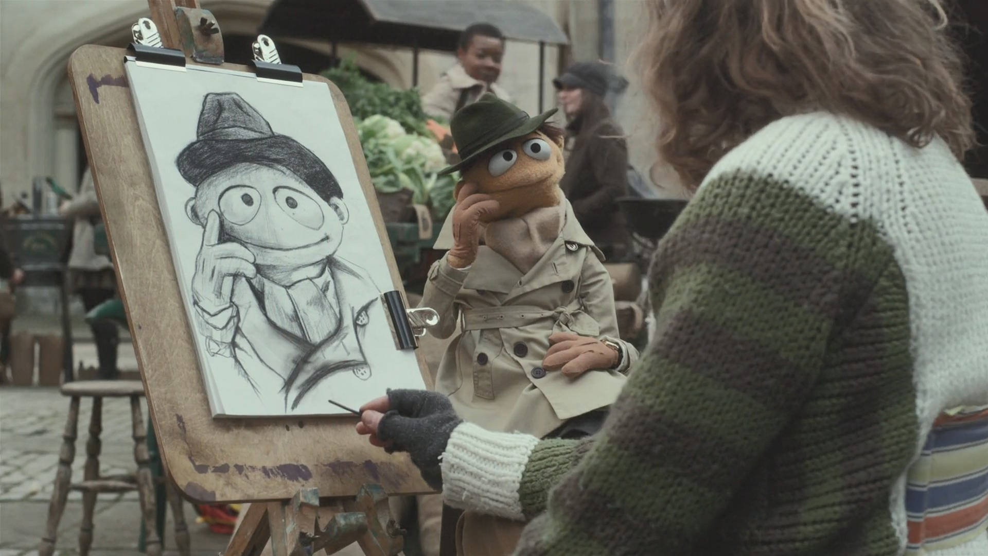 Muppet Walter Creating A Masterpiece Sketch In Muppets Most Wanted Movie Background