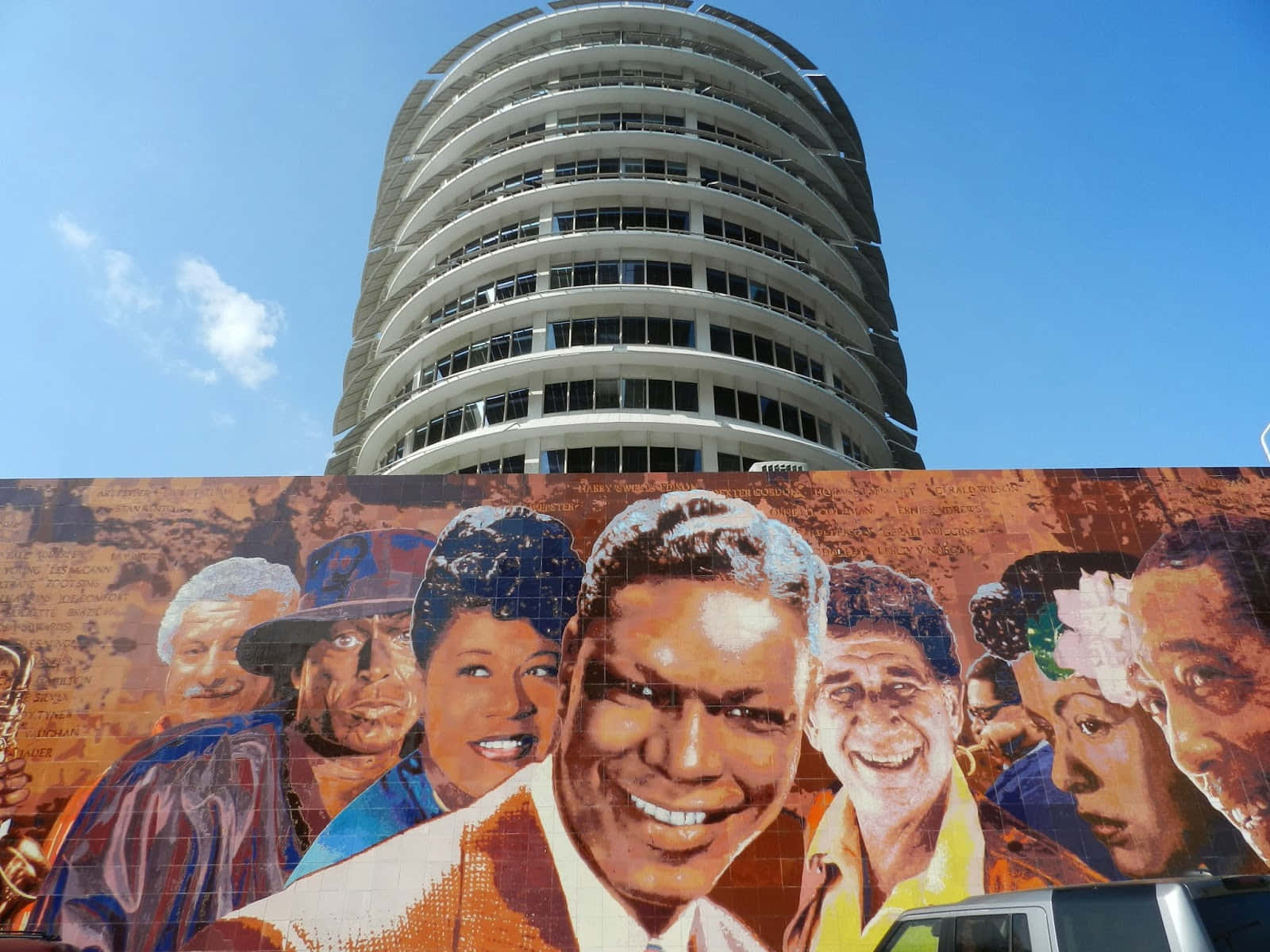 Mural Painting At Capitol Records Building Background
