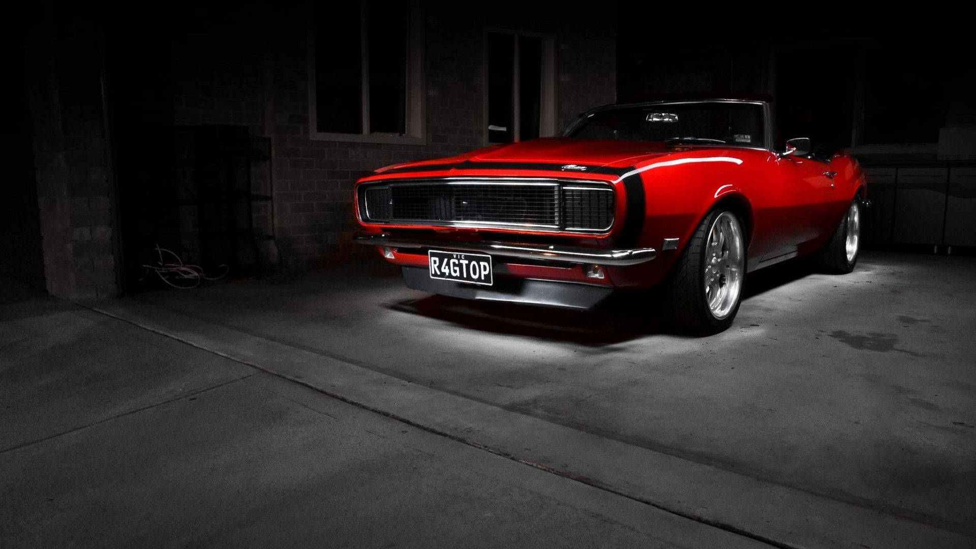 Muscle Car Bright Red Color Background