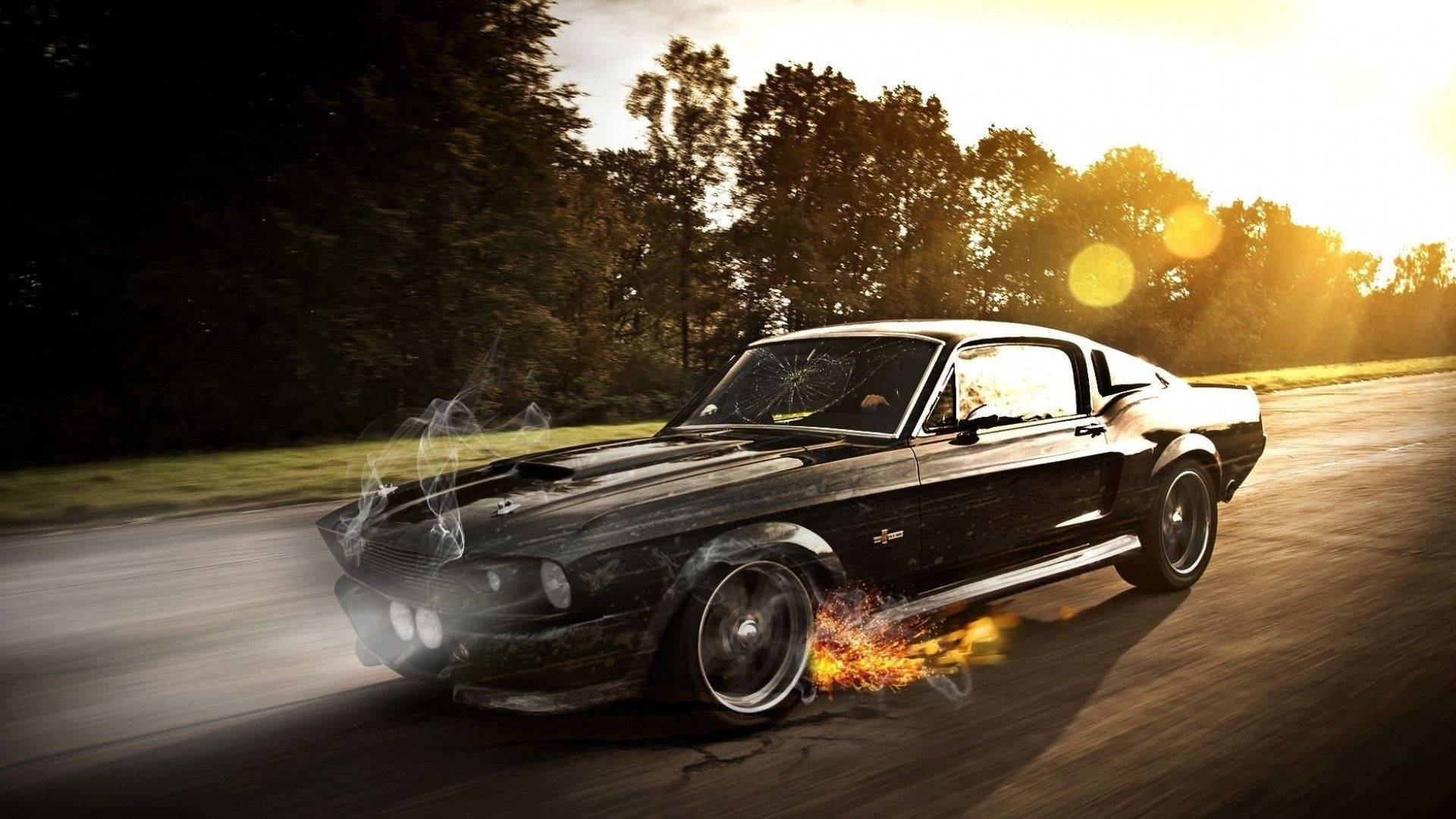 Muscle Car Tires On Fire