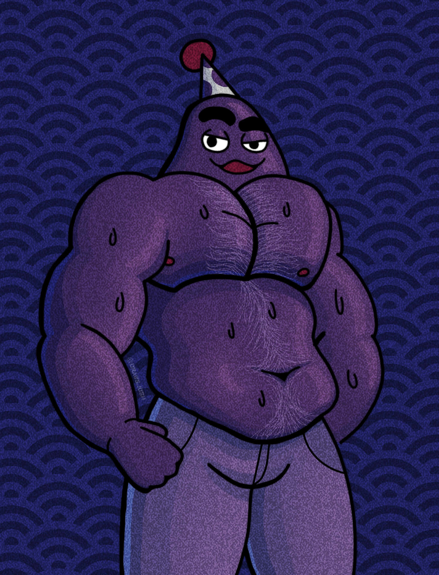 Muscled_ Animated_ Character_with_ Party_ Hat