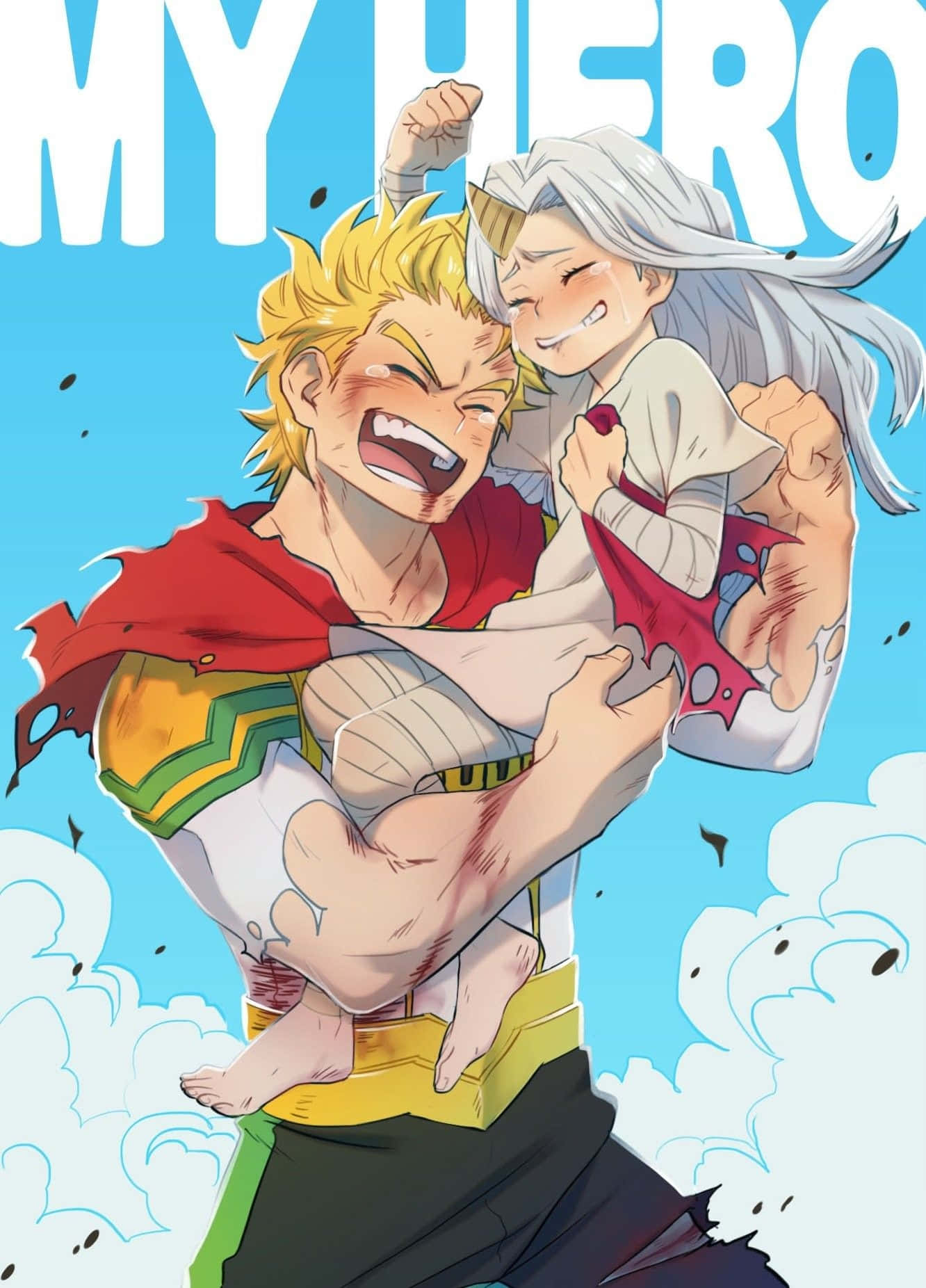 Muscled Izuku Carrying Eri My Hero Academia Background