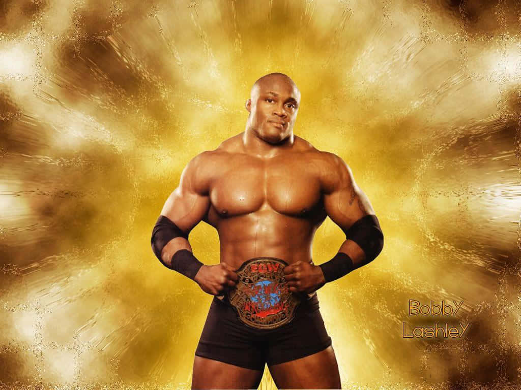 Muscular Figure Bobby Lashley Demonstrating His Athletic Prowess In The Wrestling Ring