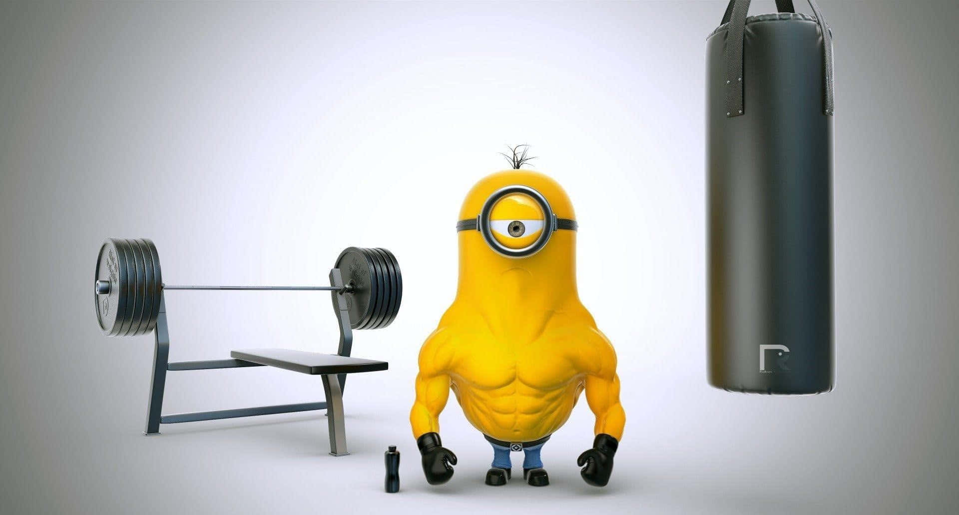 Muscular Minion Workout Scene Background