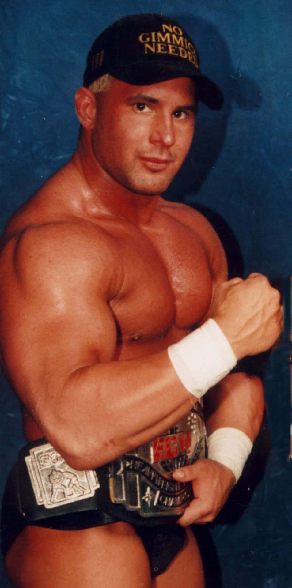 Muscular Wrestler Championship Belt Background