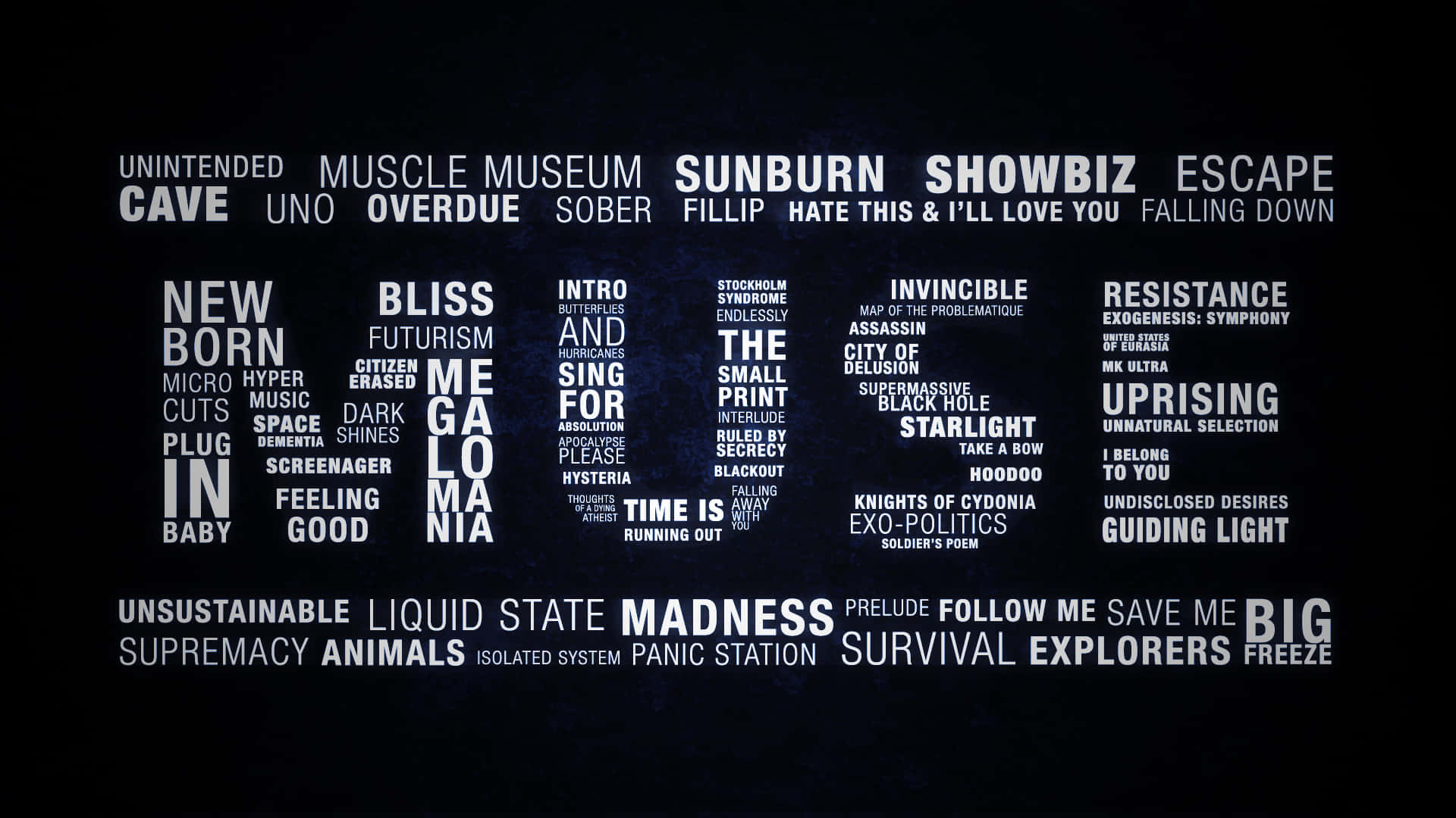 Muse Song Titles Word Cloud