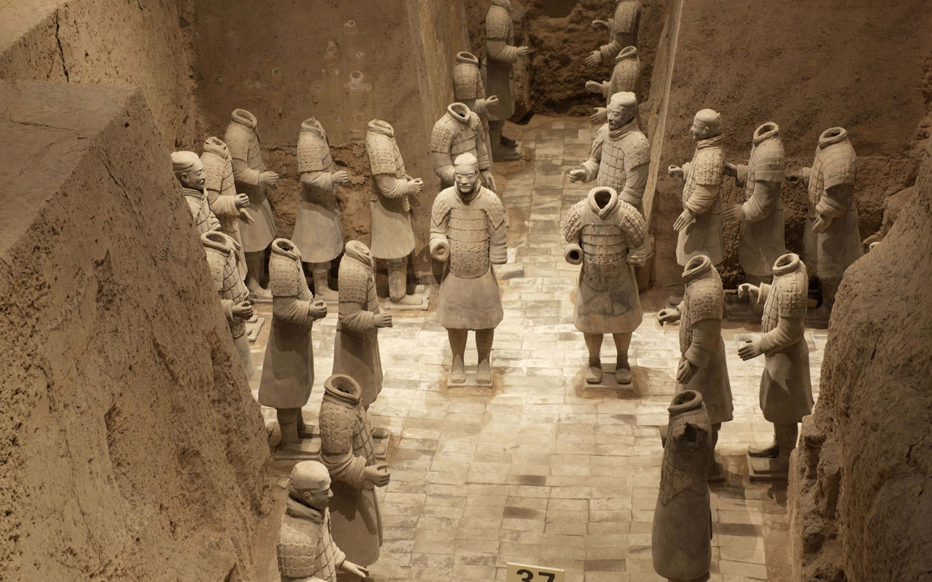 Museum China Terracotta Warriors Sculpture Background
