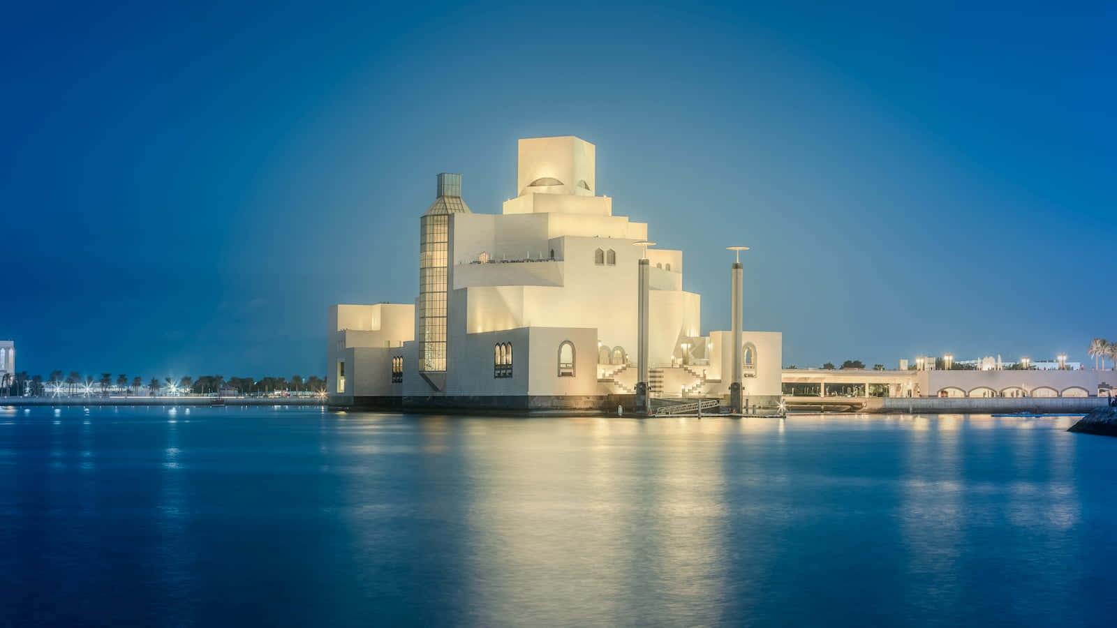 Museum Of Islamic Art Blue And White Aesthetic Background
