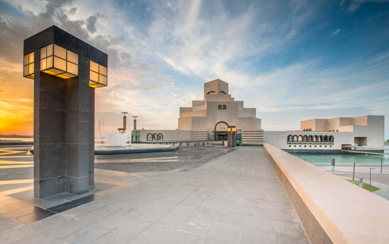 Museum Of Islamic Art Blue Sky And Sunset Background