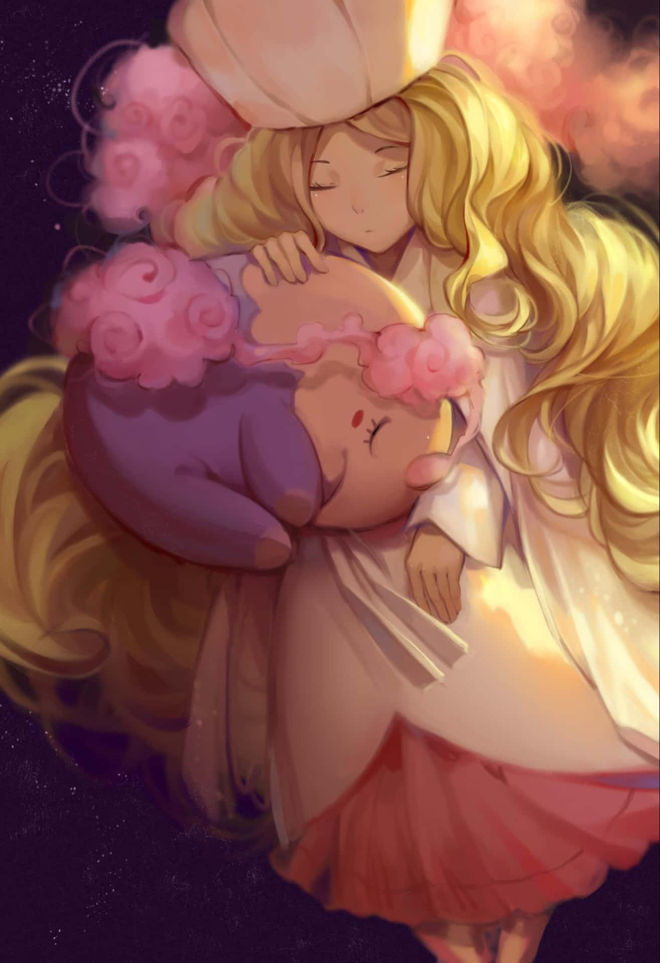 Musharna Sleeping With Trainer Background
