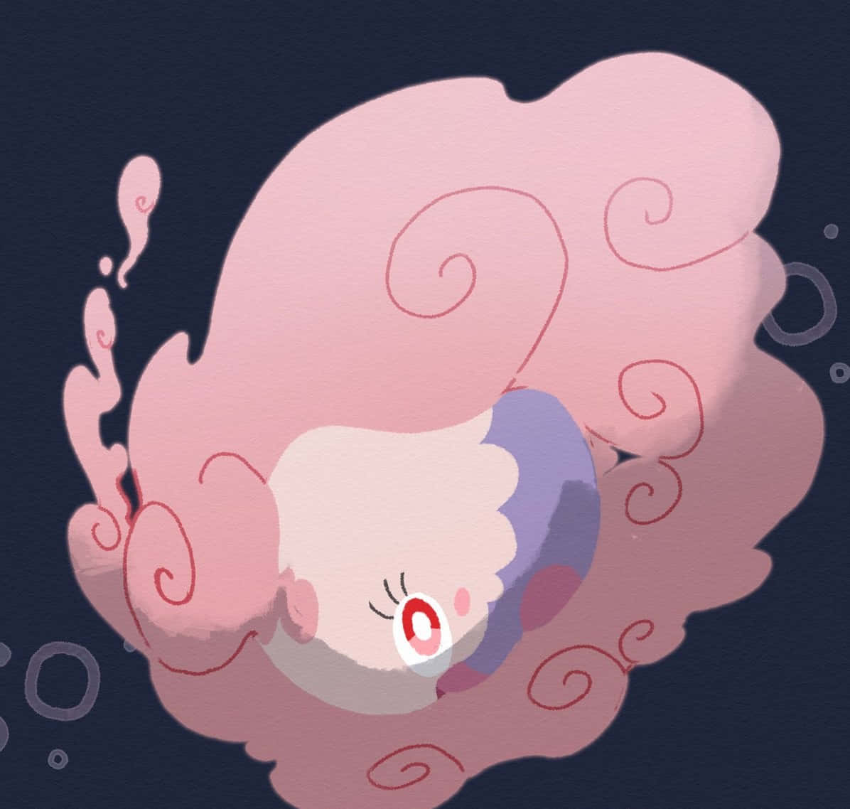 Musharna With Fluffy Pink Dream Clouds Background