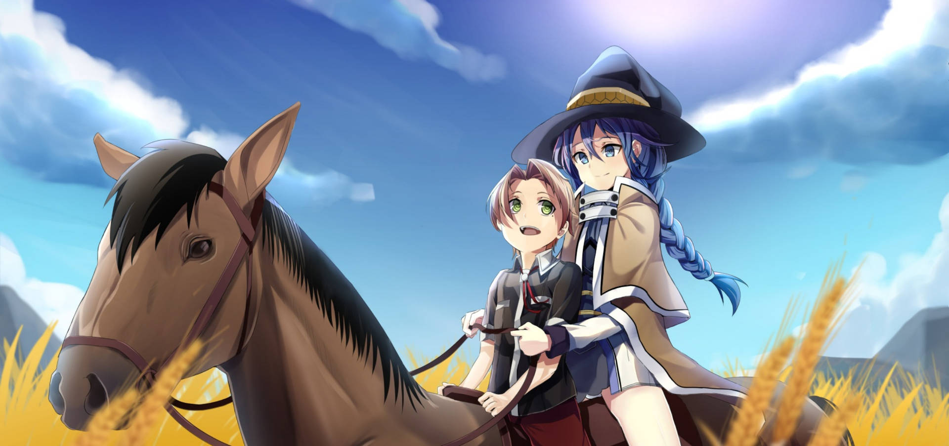 Mushoku Tensei Roxy And Rudeus Horse Background