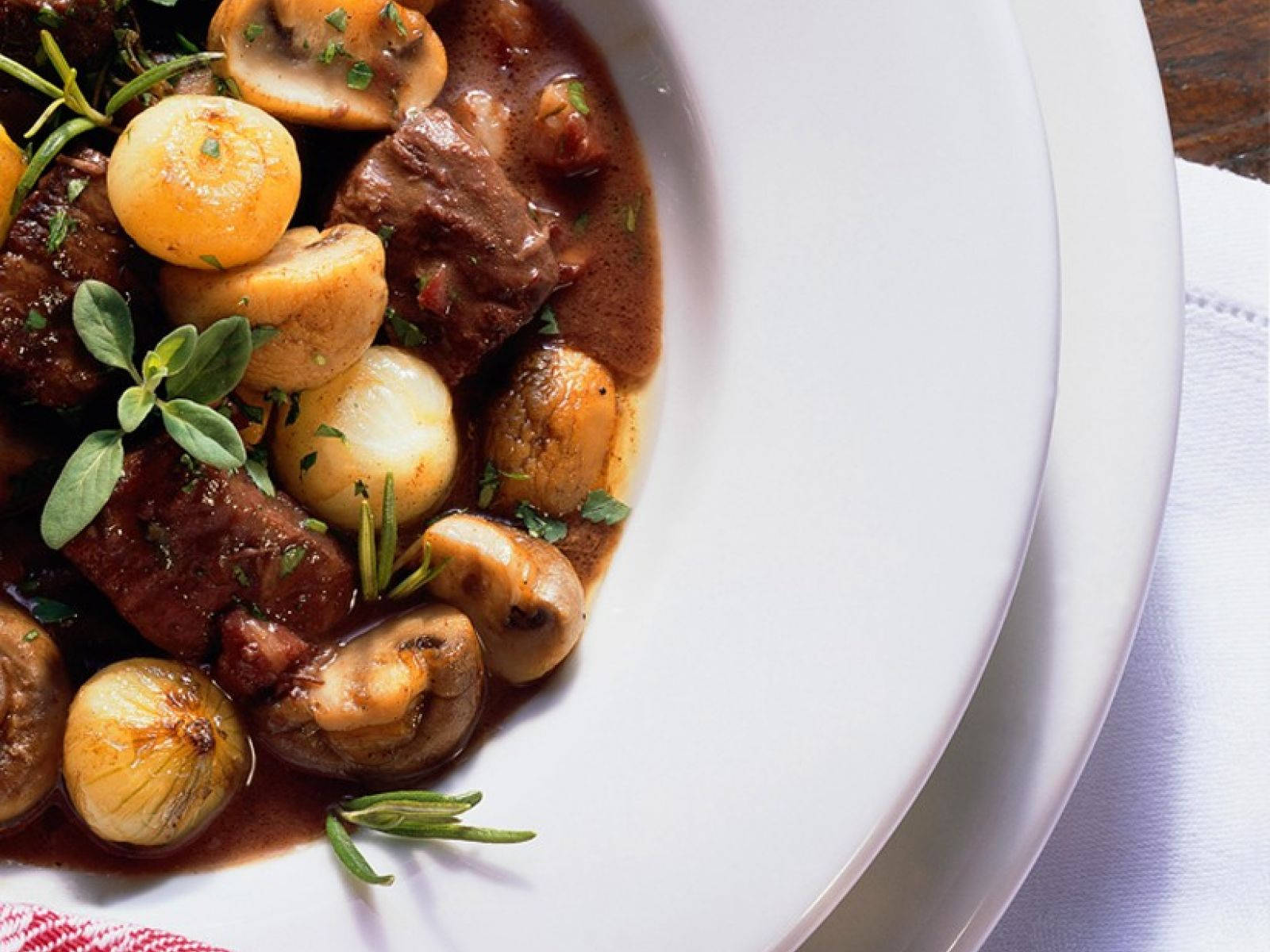 Mushroom And Onion Beef Bourguignon Background