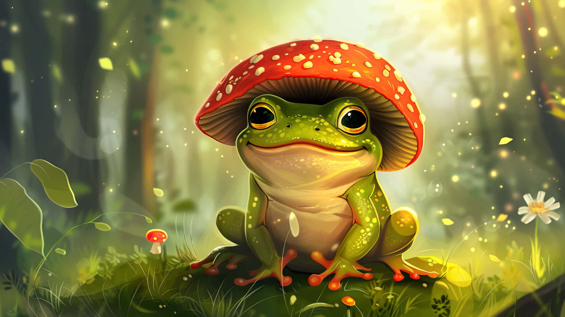 Mushroom Cap Frog Fantasy Artwork Background