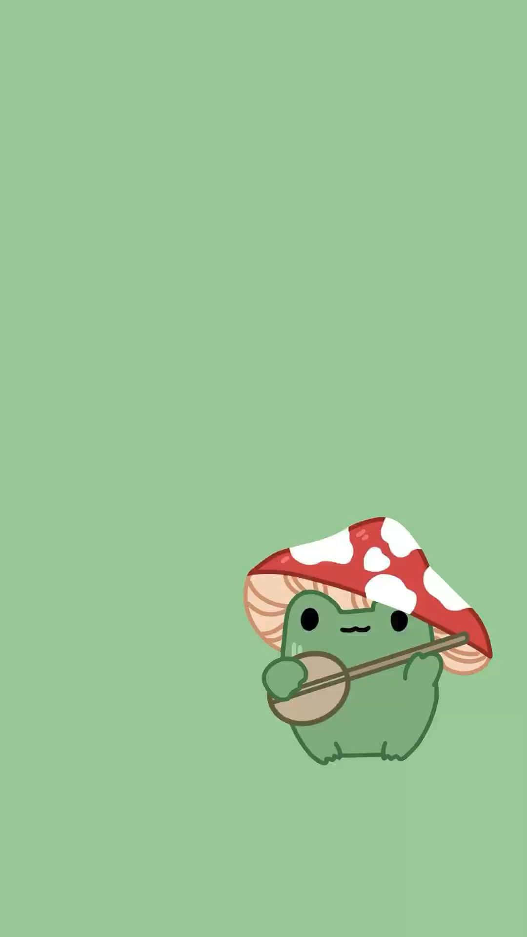 Mushroom Cap Frog Illustration Background