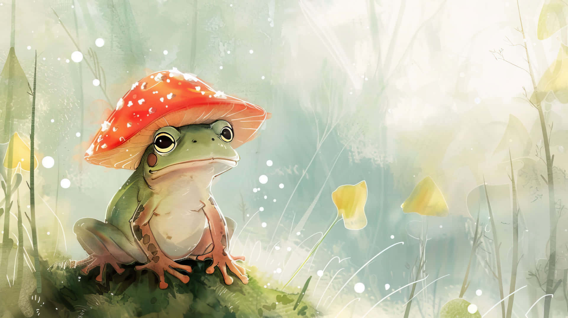 Mushroom Cap Frog Illustration Background