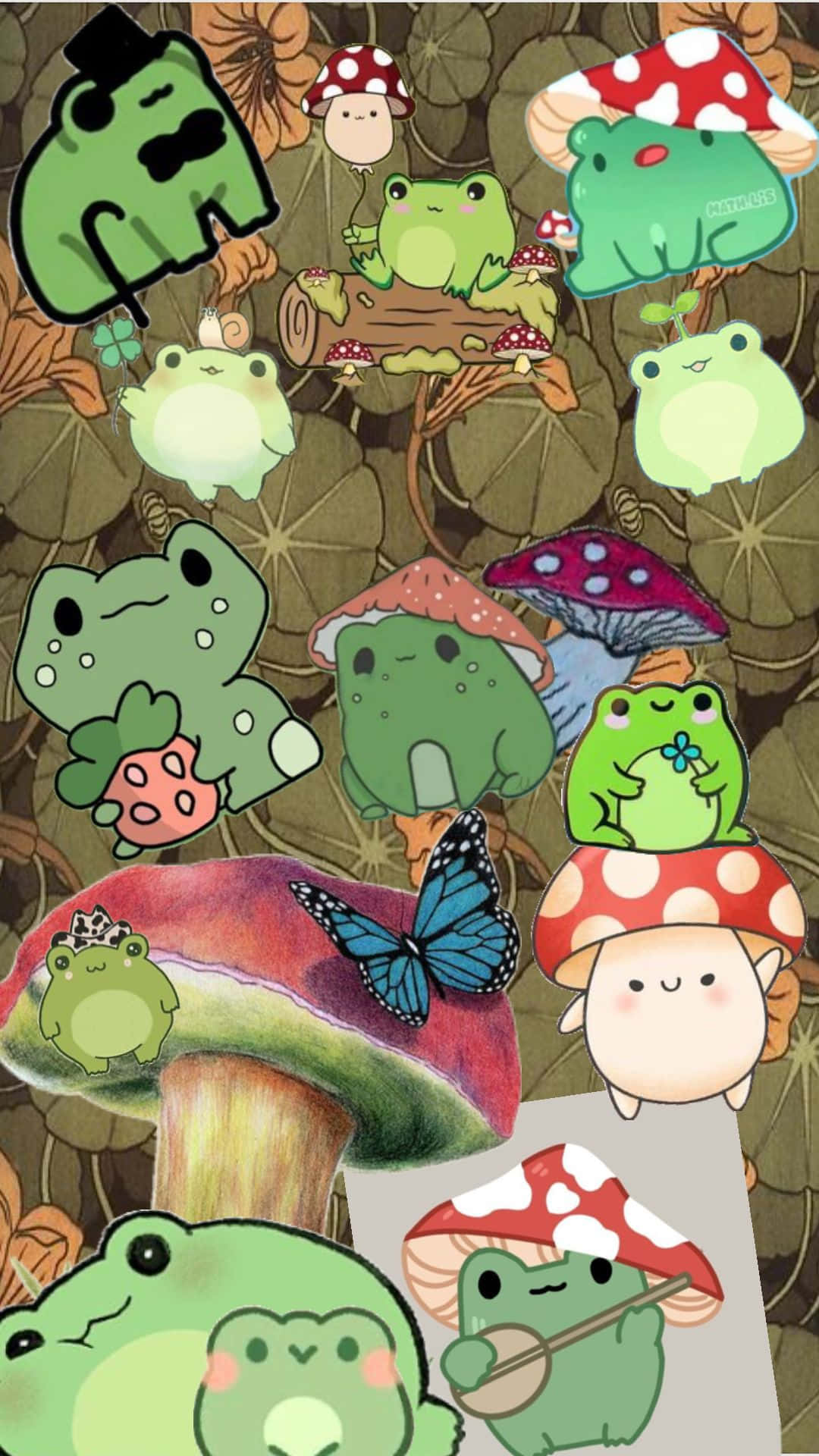 Mushroom_ Frog_ Collage_ Artwork Background