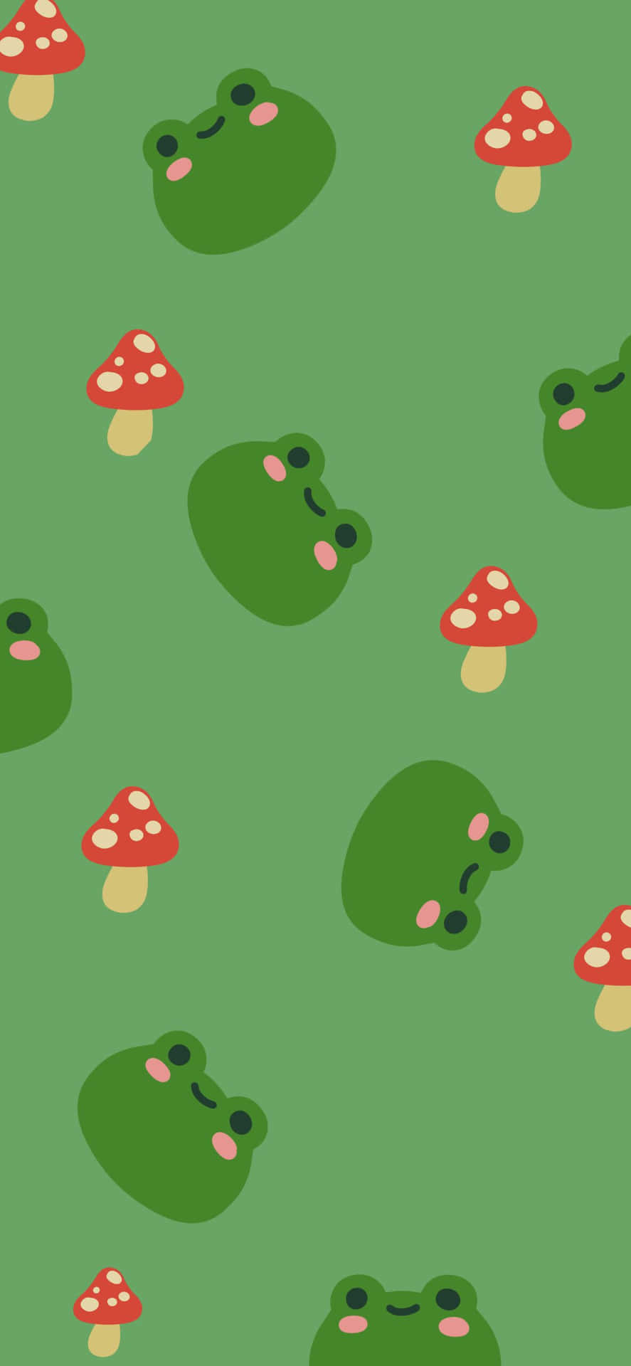 Mushroom_ Frog_ Pattern_ Wallpaper Background