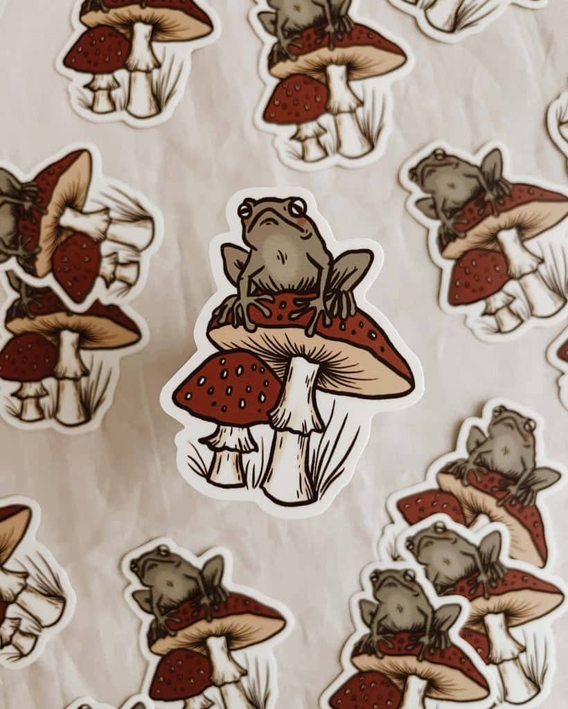 Mushroom Frog Sticker Design Background