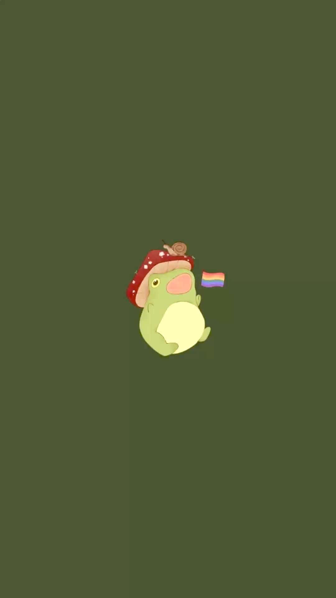 Mushroom Hat Frog Cartoon Background