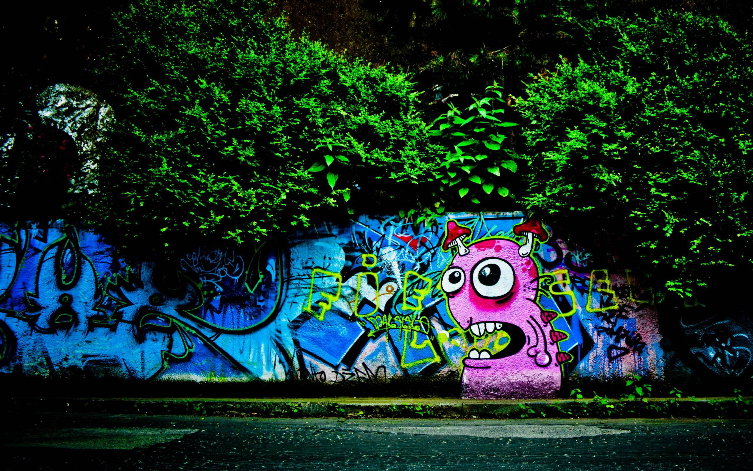 Mushroom Monster Graffiti Laptop Background