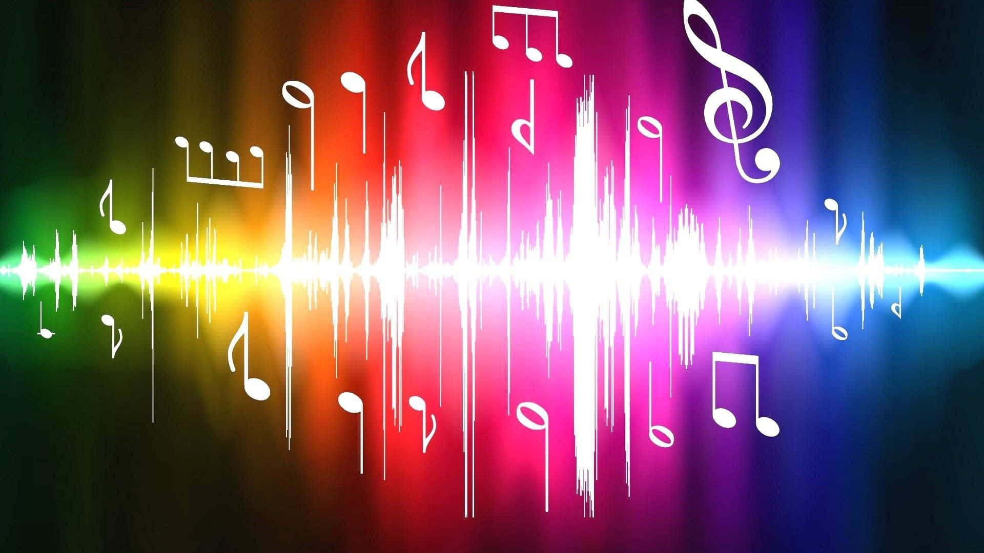 Music Notes And Notes On A Colorful Background Background